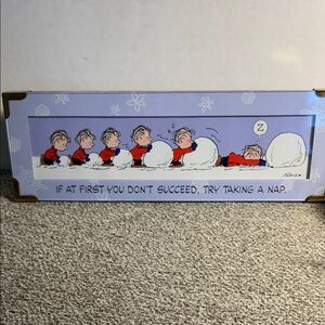 Peanuts Wall Art - Lavender and Red Linus Snowball Scene